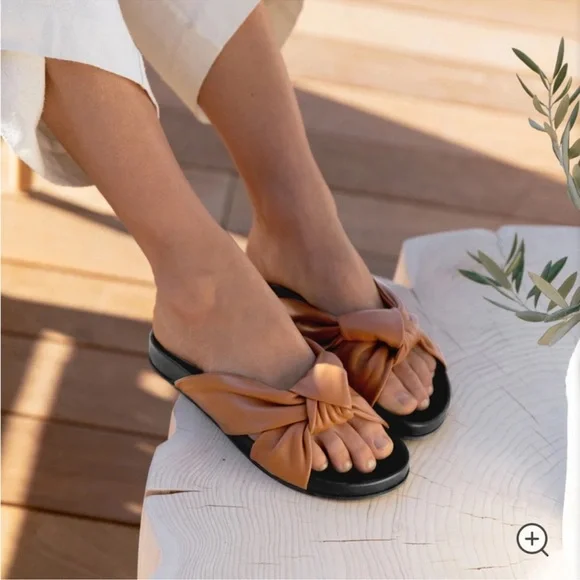 Jenni Kayne Leather Knot Sandal in Saddle - 39 - Picture 2 of 7